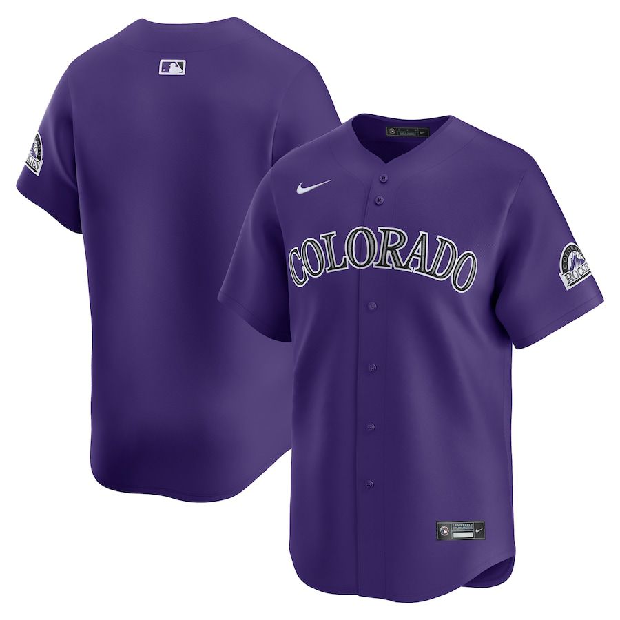 Men Colorado Rockies Nike Purple Alternate Limited MLB Jersey->->